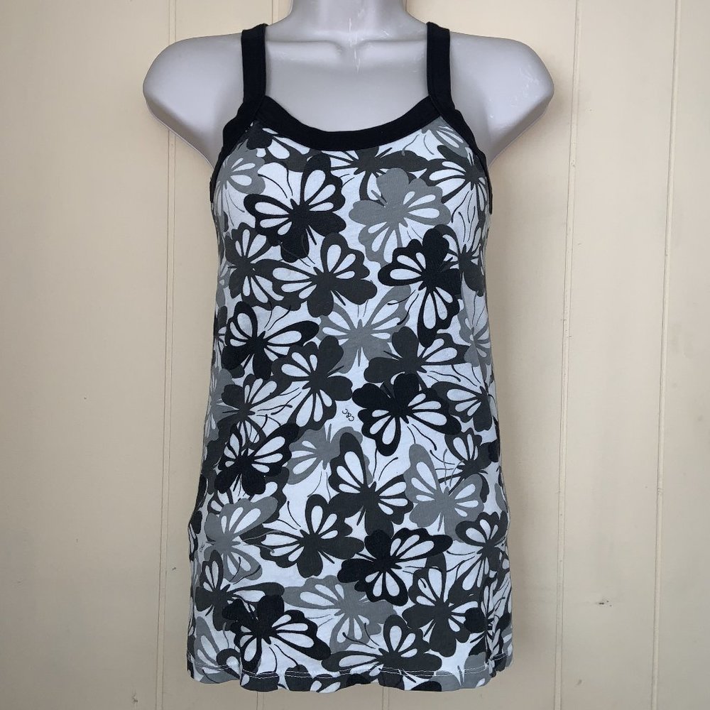 C&C CALIFORNIA Black & White Floral Tank Top USA Made Size XS